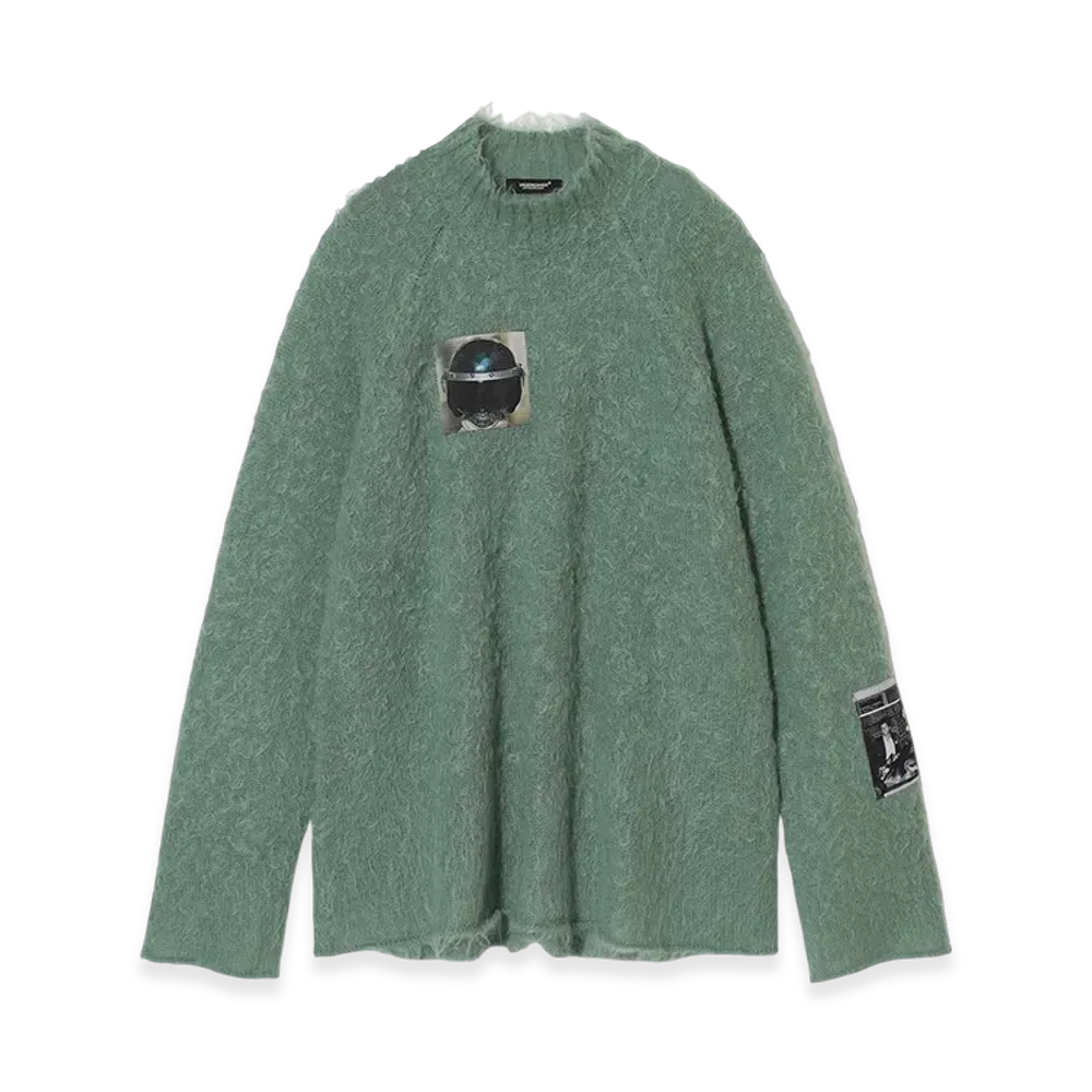 UNDERCOVER Wool Blend Mohair High-Neck Knit Pullover "Emerald"