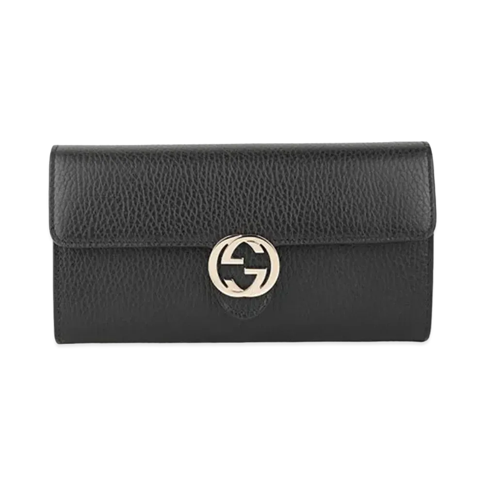 GUCCI Interlocking G Leather Long Wallet "Black"