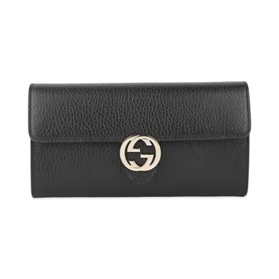 GUCCI Interlocking G Leather Long Wallet "Black"