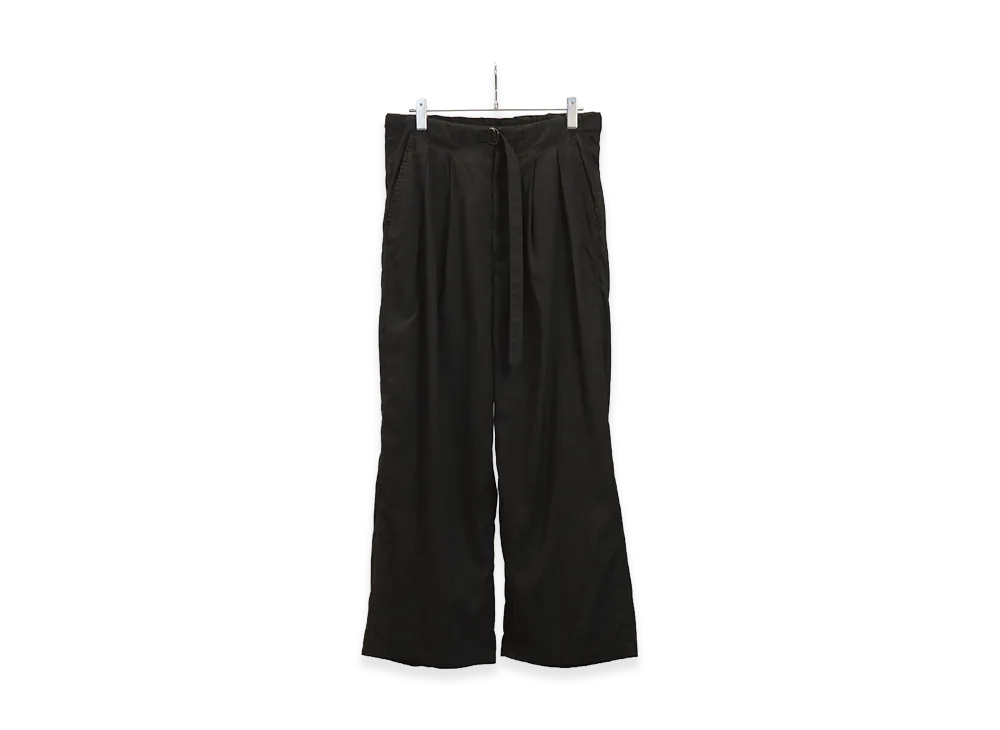 ANCELLM Linen Poplin Belt-Less Slacks "Black"
