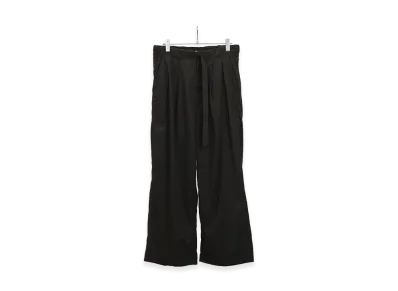 ANCELLM Linen Poplin Belt-Less Slacks "Black"