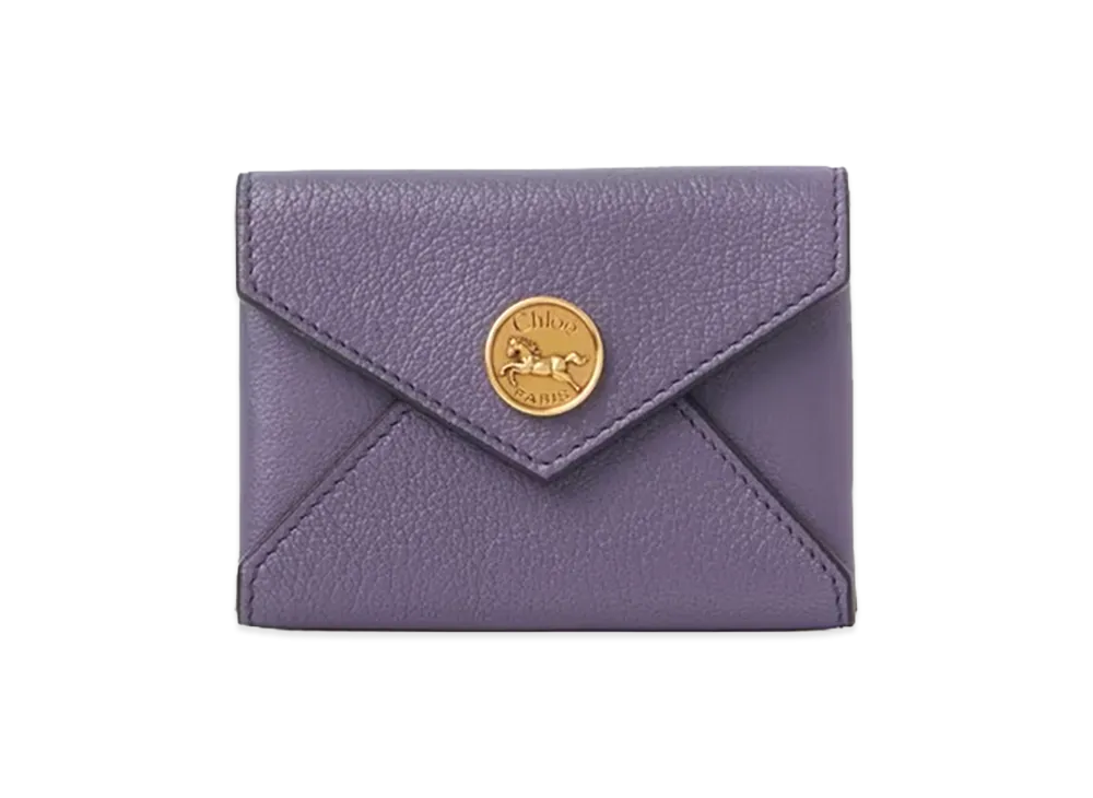 Chloe Women's Grain Leather Envelope Card Holder "Shadow Purple"