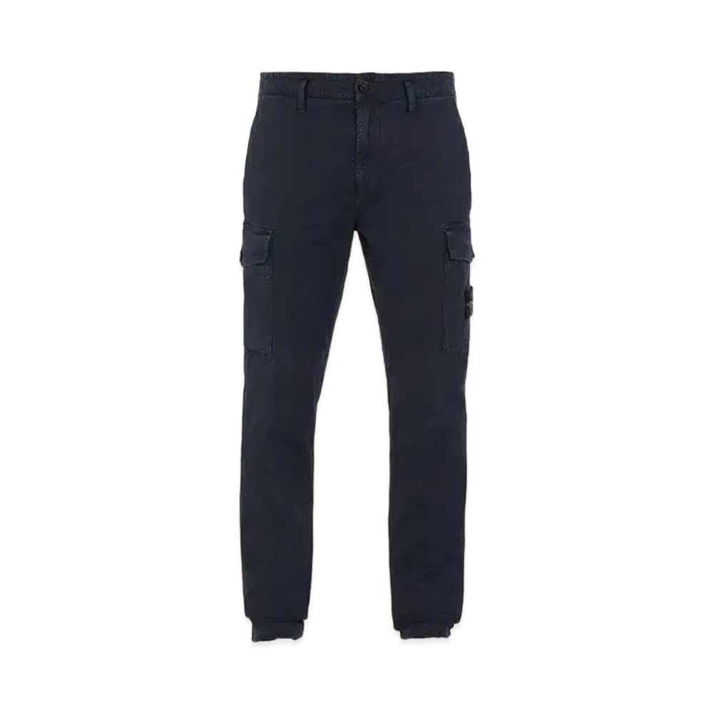 Stone Island 318L1 STRETCH BROKEN TWILL COTTON_'OLD' EFFECT_SLIM FIT "Blue"