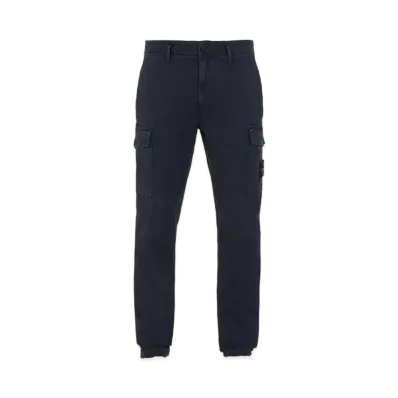 Stone Island 318L1 STRETCH BROKEN TWILL COTTON_'OLD' EFFECT_SLIM FIT "Blue"