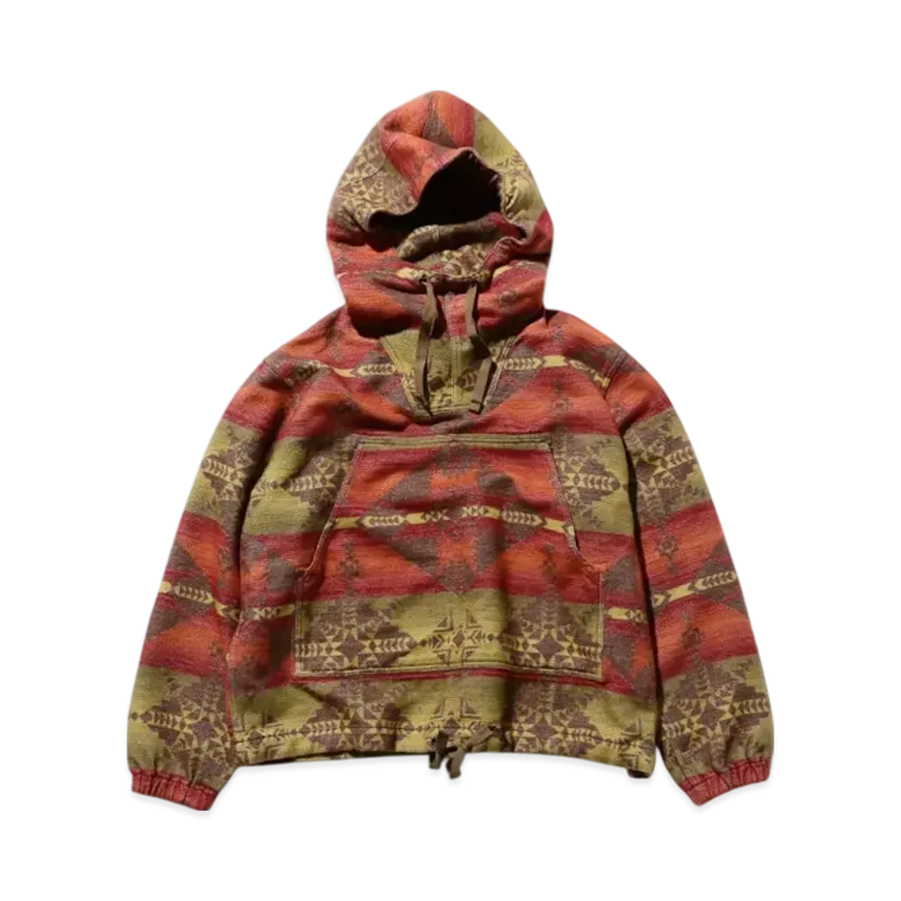 BEAMS MIL Smock Cotton Blanket Jacquard Shaggy "Orange"