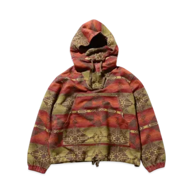 BEAMS MIL Smock Cotton Blanket Jacquard Shaggy "Orange"