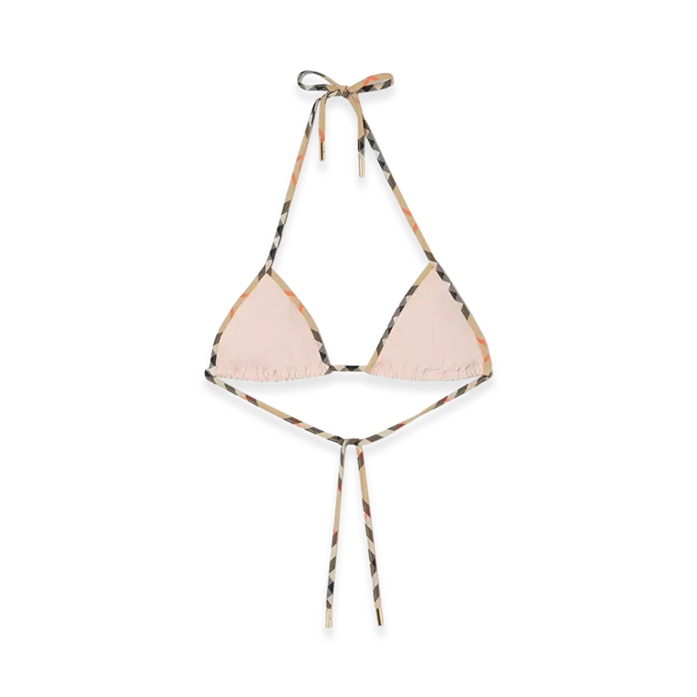 Burberry Women's Check Trim Bikini Top "Bouquet Pink"