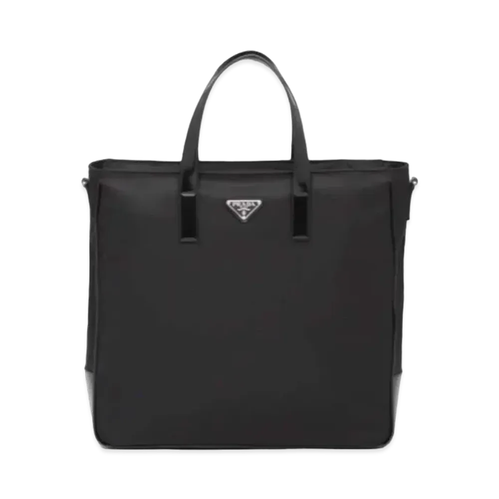 PRADA Re-Nylon And Leather Tote "Black"
