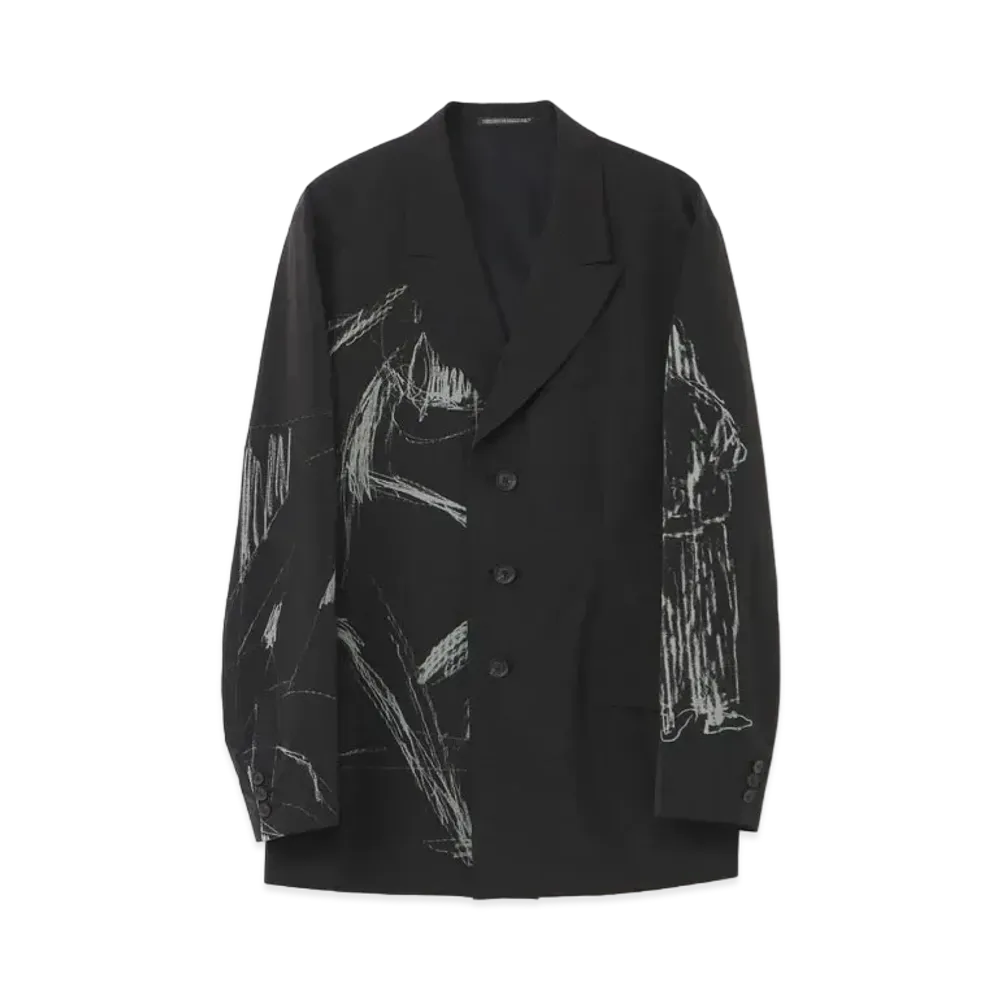 Yohji Yamamoto Pour Homme <PIECE UNIQUE>YUUKA ASAKURA PRINT SHORT PATTERNED JACKET "Black"