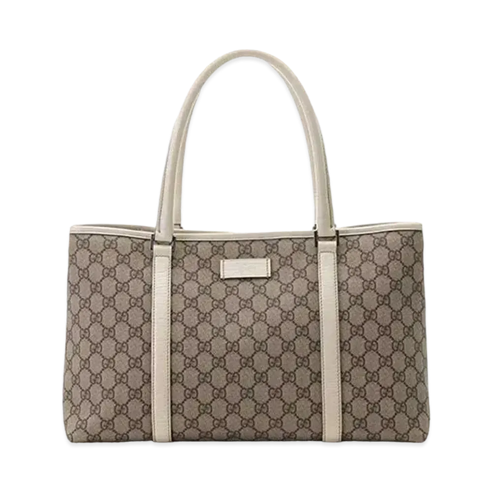 GUCCI GG Plus Tote Bag "Beige/White"
