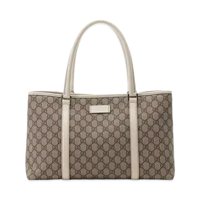 GUCCI GG Plus Tote Bag "Beige/White"
