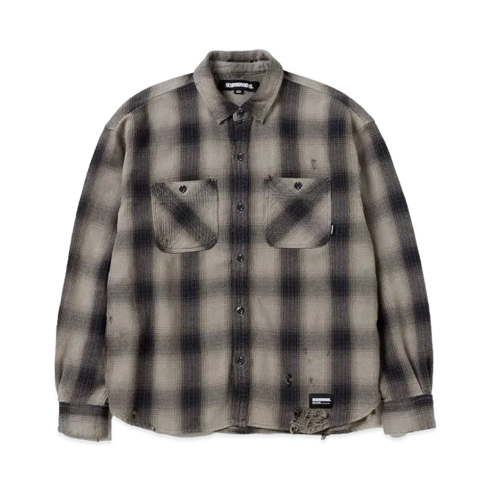 NEIGHBORHOOD Savage Block Hombre Check Shirt LS "Greige"