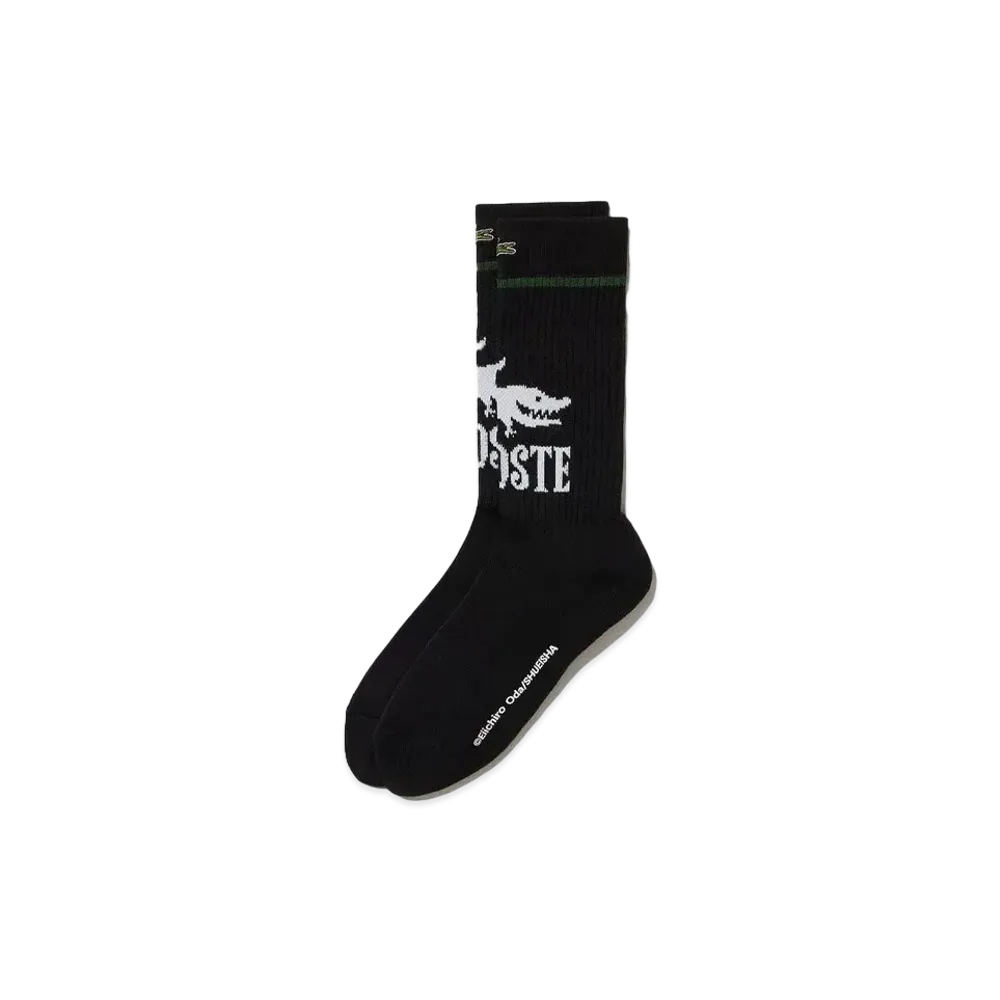 LACOSTE x ONE PIECE Crocodile Logo Socks "Black"