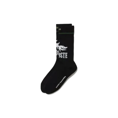 LACOSTE x ONE PIECE Crocodile Logo Socks "Black"