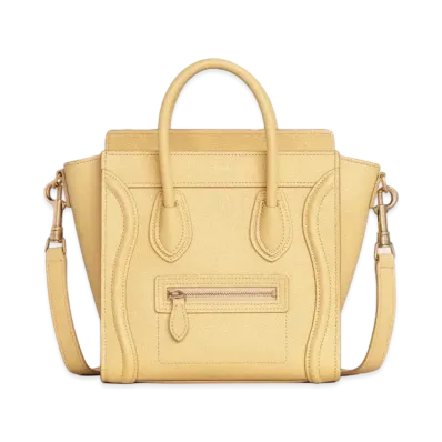 CELINE Nano Luggage Bag In Drummed Calfskin "Pollen"