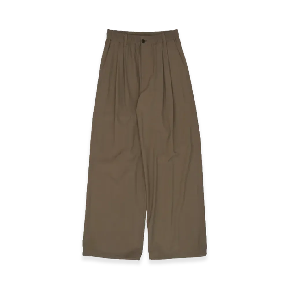 YOKE Wool Washer Tropical 2Pleated Easy Trousers "Sand Beige"