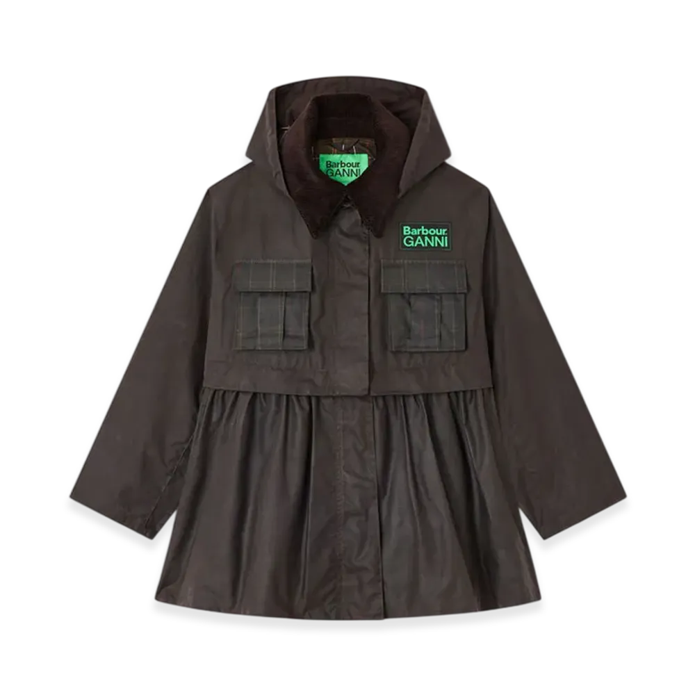 Barbour x GANNI Peplum Wax Jacket "Dark Green"