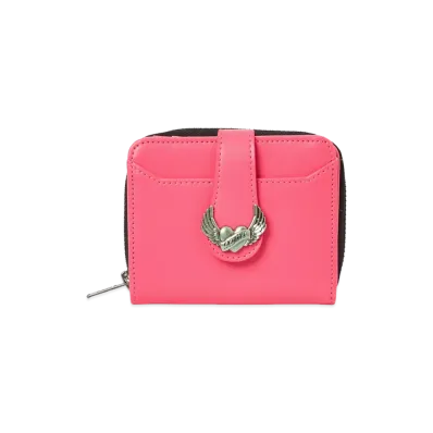 X-Girl Women's Heart And Wing Emblem Faux Leather Wallet "Pink"