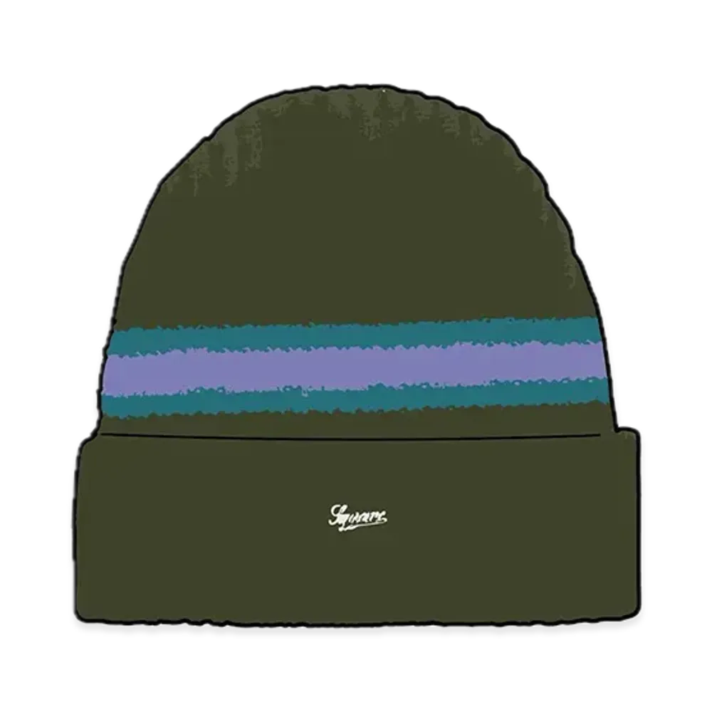 Supreme Striped Cashmere Beanie "Olive"