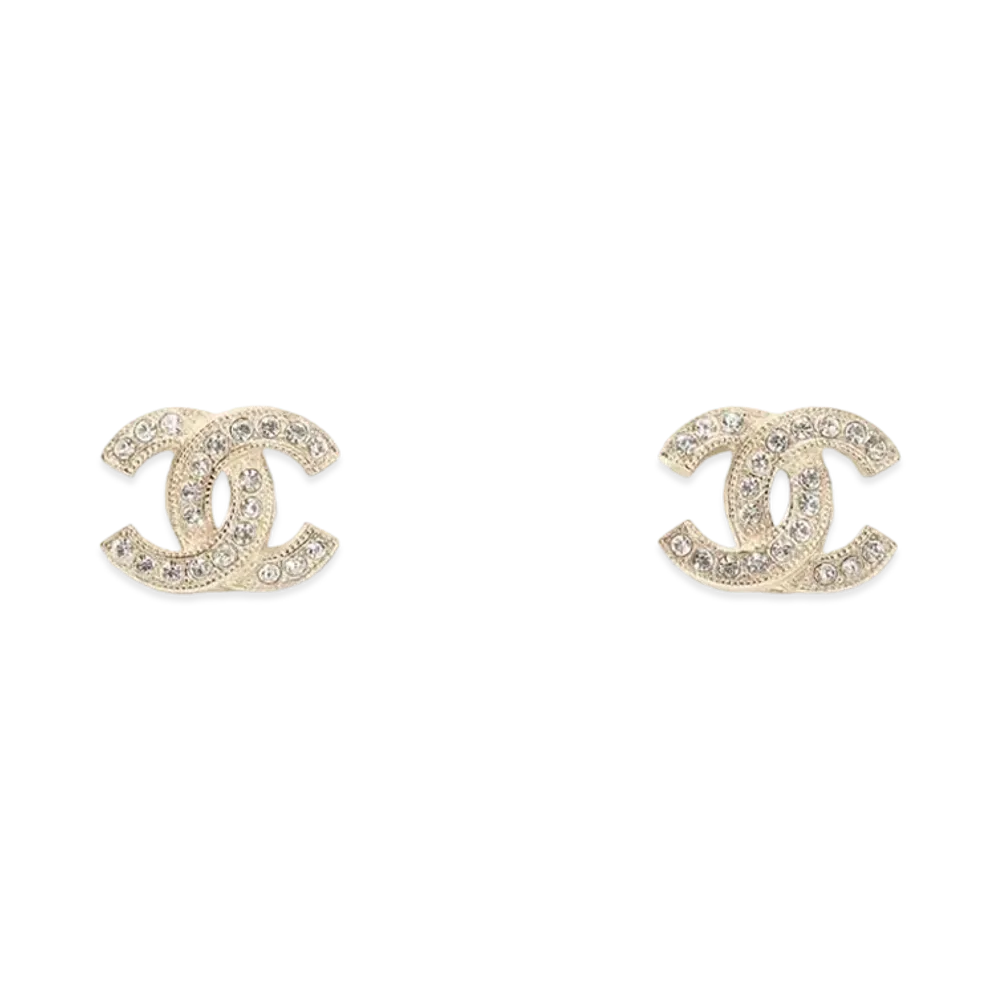 CHANEL Metal & Strass CC Earrings "Gold"