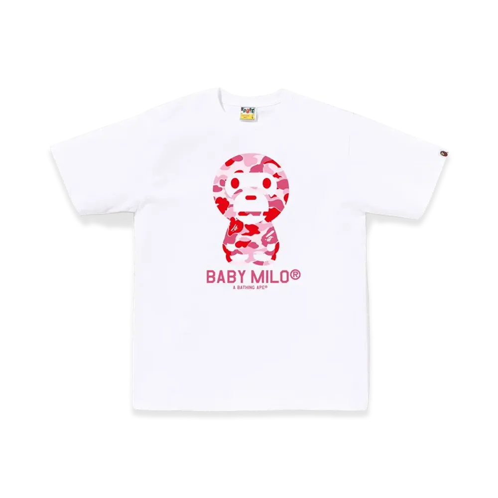 A BATHING APE ABC Camo Baby Milo Tee "White/Pink"