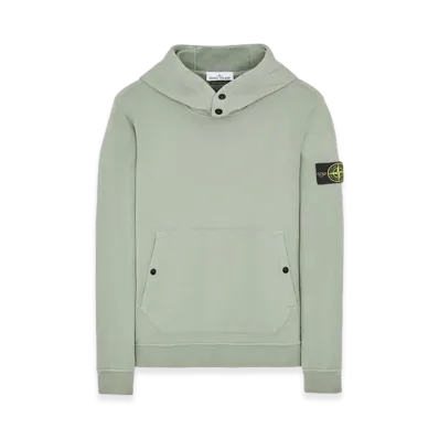 Stone Island 61720 Brushed Cotton Fleece Garment Dyed Crewneck Hooded Sweatshirt - 23FW "Sage Green"