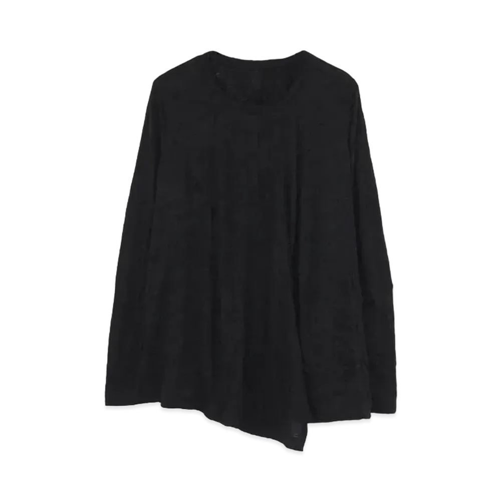 Yohji Yamamoto Y's PLAIN STICH WRINKLE FLARE LONG SLEEVE T "Black"
