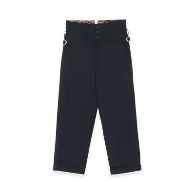 S'YTE Wool/Polyester Tropical Cloth Indian Block Paisley Print Thai-Style Pants "Black"
