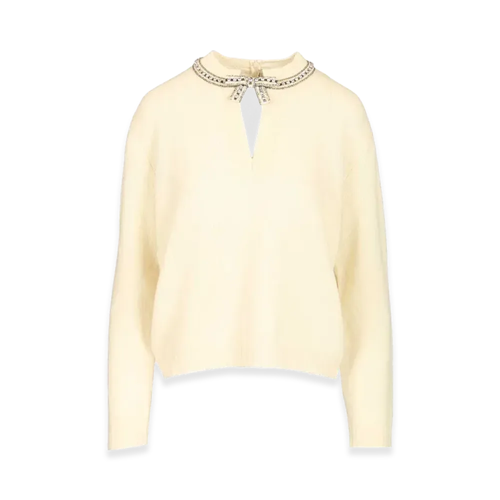 Valentino Women's Virgin Wool Sweater With Embroidery "White"
