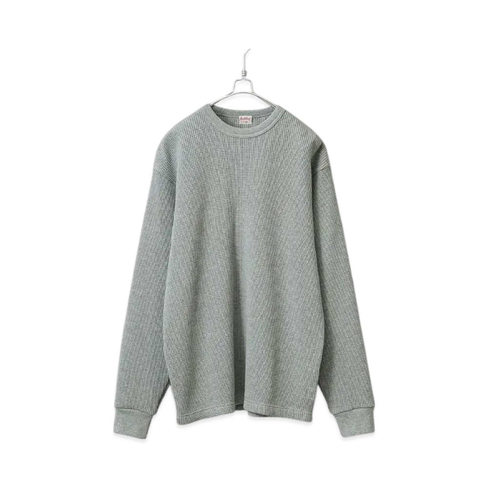 Healthknit Super Heavy Waffle Crew Neck Long Sleeve T-Shirt "Heather Gray"