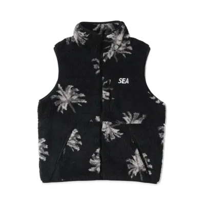 WIND AND SEA Palm Tree (pattern) Fleece Vest "Black"