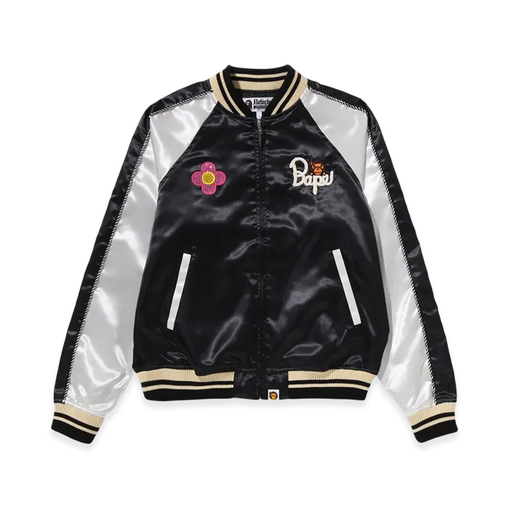 A BATHING APE Crystal Stone Baby Lisa Souvenir Jacket "Black"