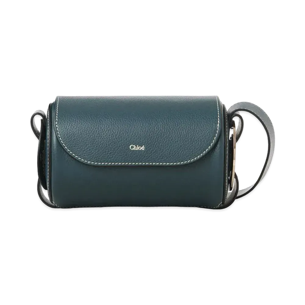 Chloe Darryl Mini Bag In Grained & Shiny Calfskin "Blue"