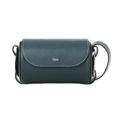 Chloe Darryl Mini Bag In Grained & Shiny Calfskin "Blue"
