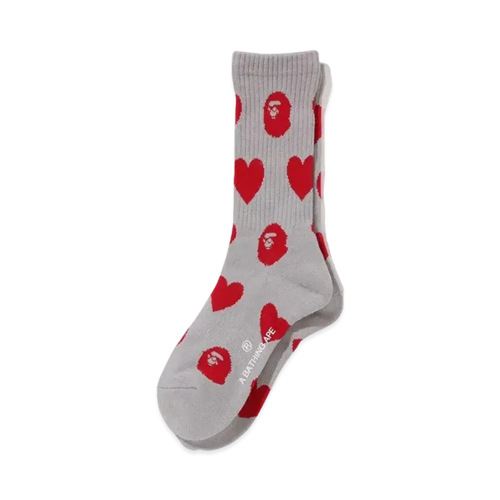 A BATHING APE I Love Bape Monogram Socks "Gray"