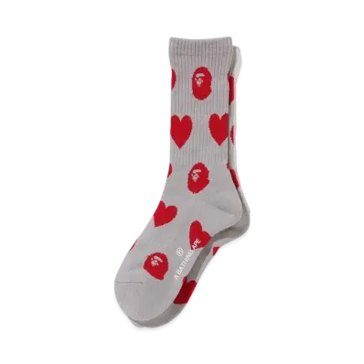 A BATHING APE I Love Bape Monogram Socks "Gray"