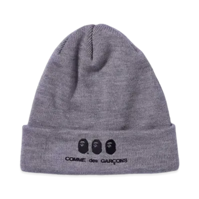 A BATHING APE x CDG OSAKA KNIT CAP "Grey"