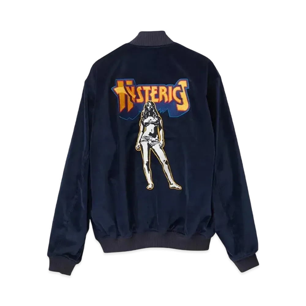 HYSTERIC GLAMOUR Bad Ass Mama Embroidery Velveteen Sukajan "Navy"