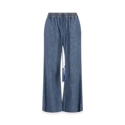 Valentino Women's Pantalone Denim Solid Chambray Blu Medio "Medium"