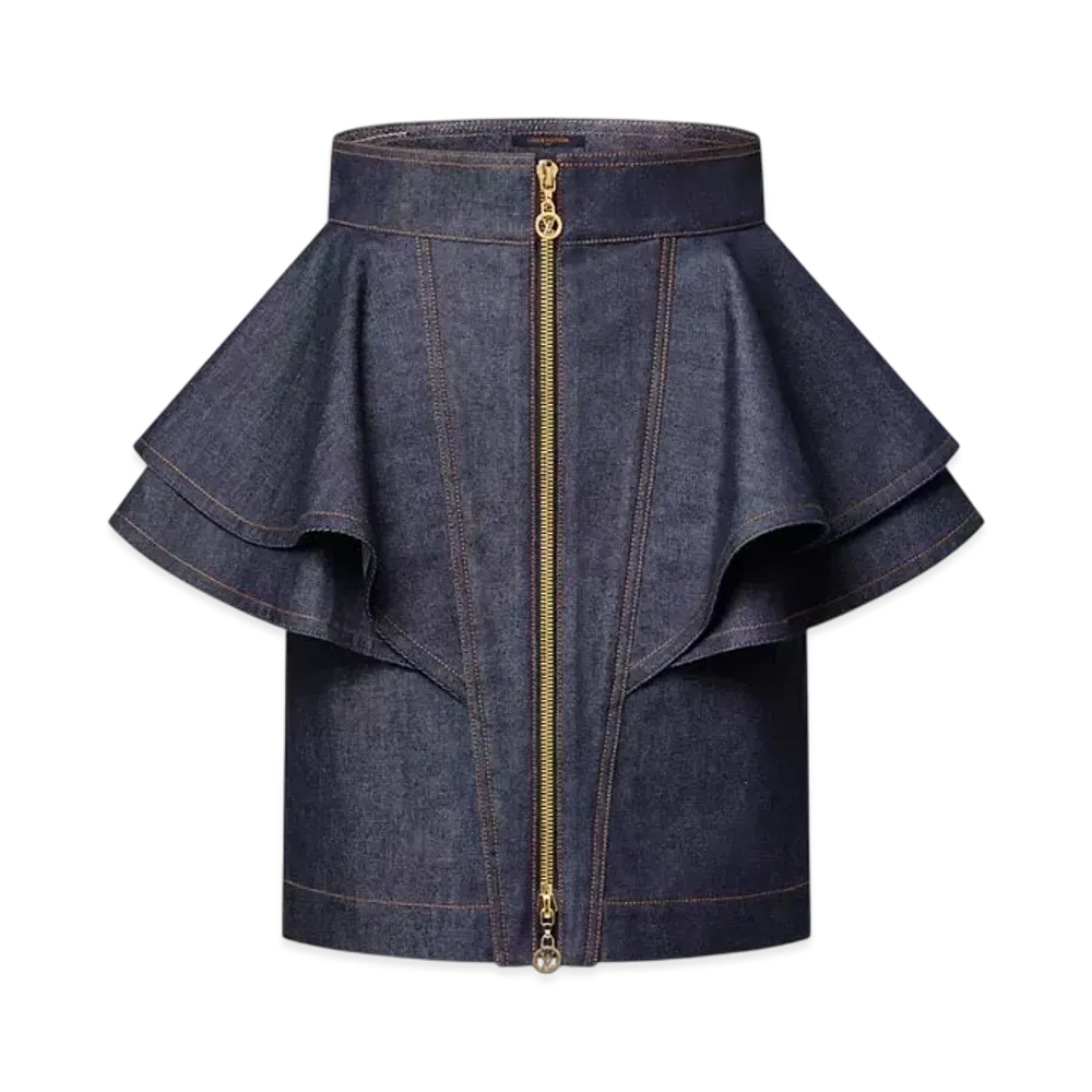Louis Vuitton Women's Denim Flounce Skirt "Navy"