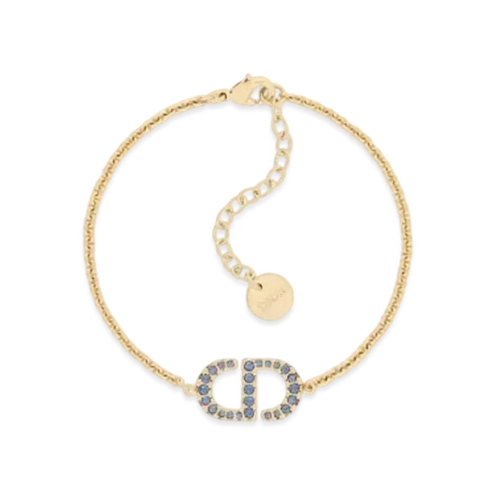 Dior Petit CD Bracelet Metal and Crystals "Gold/Blue"