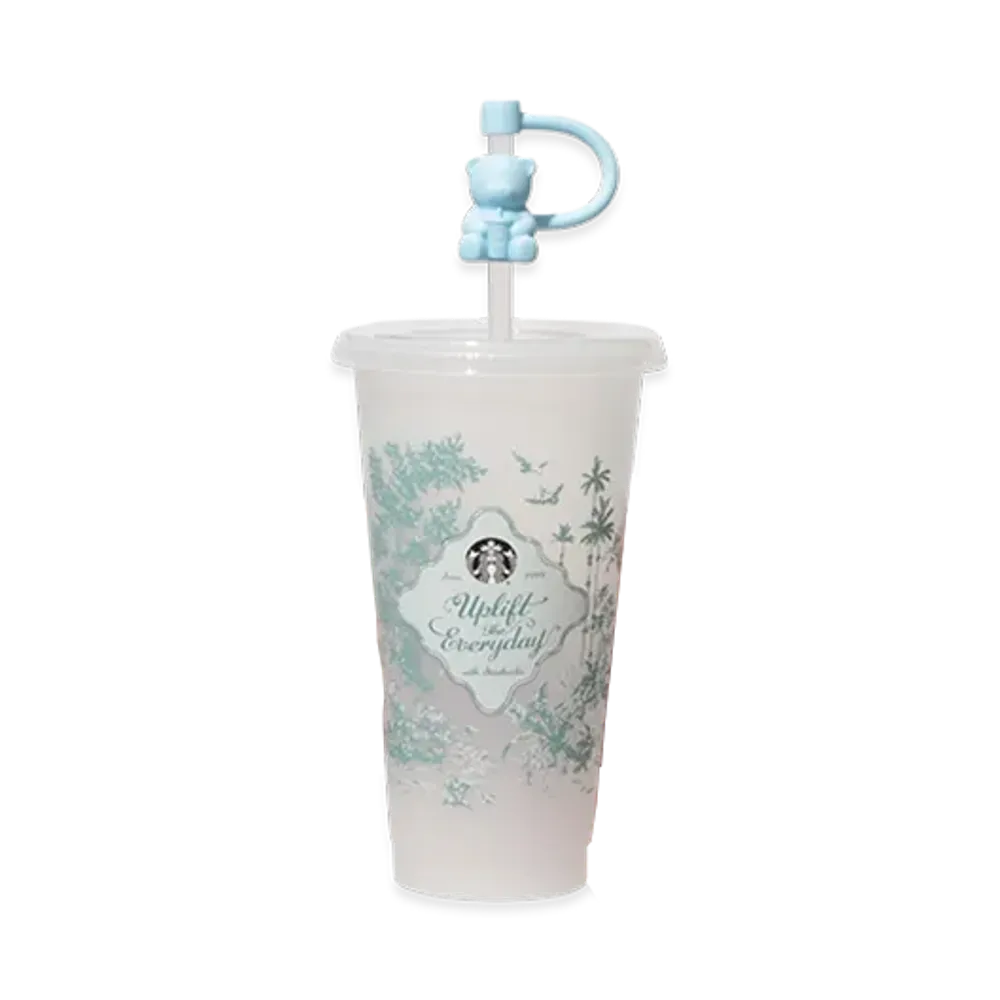 STARBUCKS 2026 Mystery Color Changing Reusable Cold Cup 710ml + 2026 Mystery Pack Reusable Cup Straw Cap Bearista "Clear"