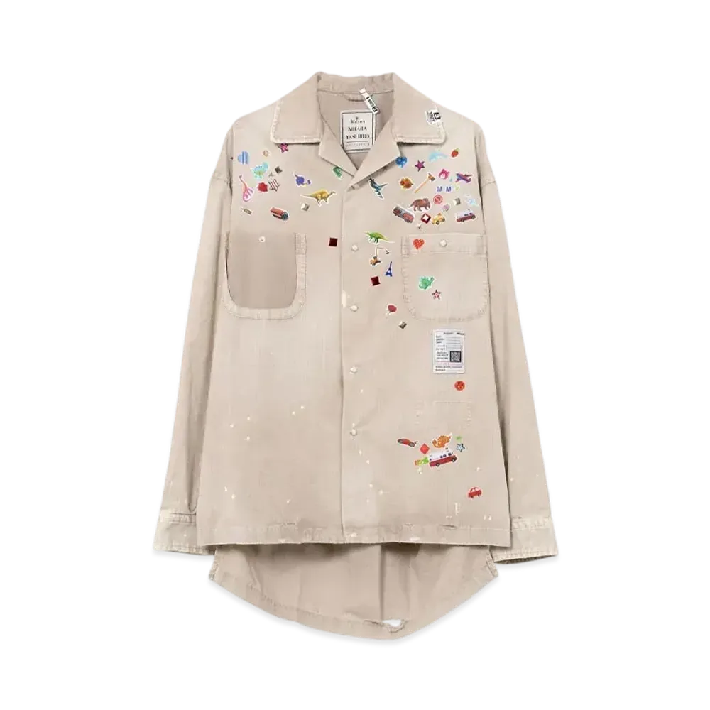 Maison MIHARA YASUHIRO Sticker Printed Corduroy Shirt "Beige"