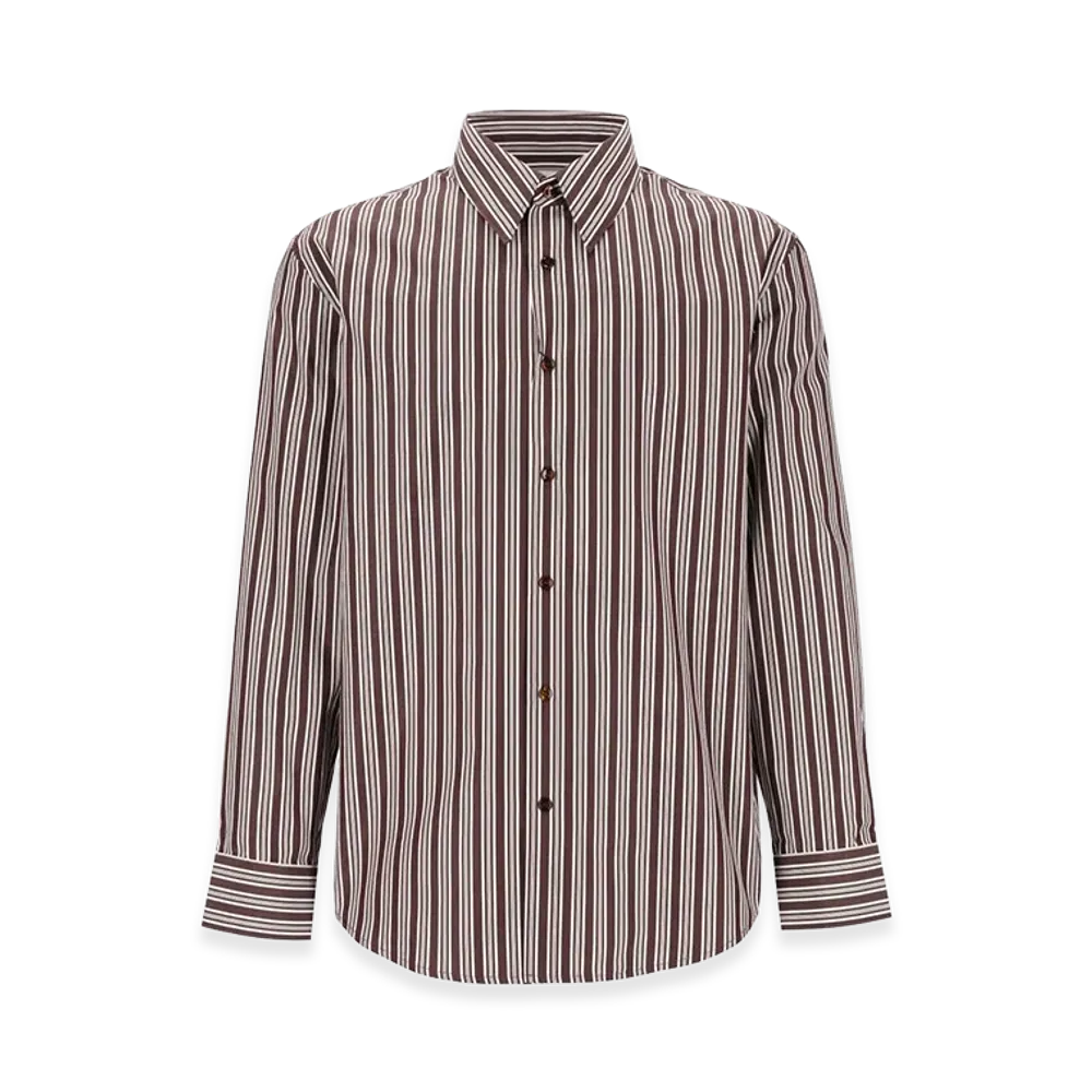 Saint Laurent Striped Cotton Poplin Shirt "Brown"