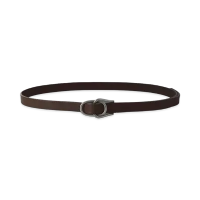 YOKE Double Buckle Leather Belt "Dark Brown"