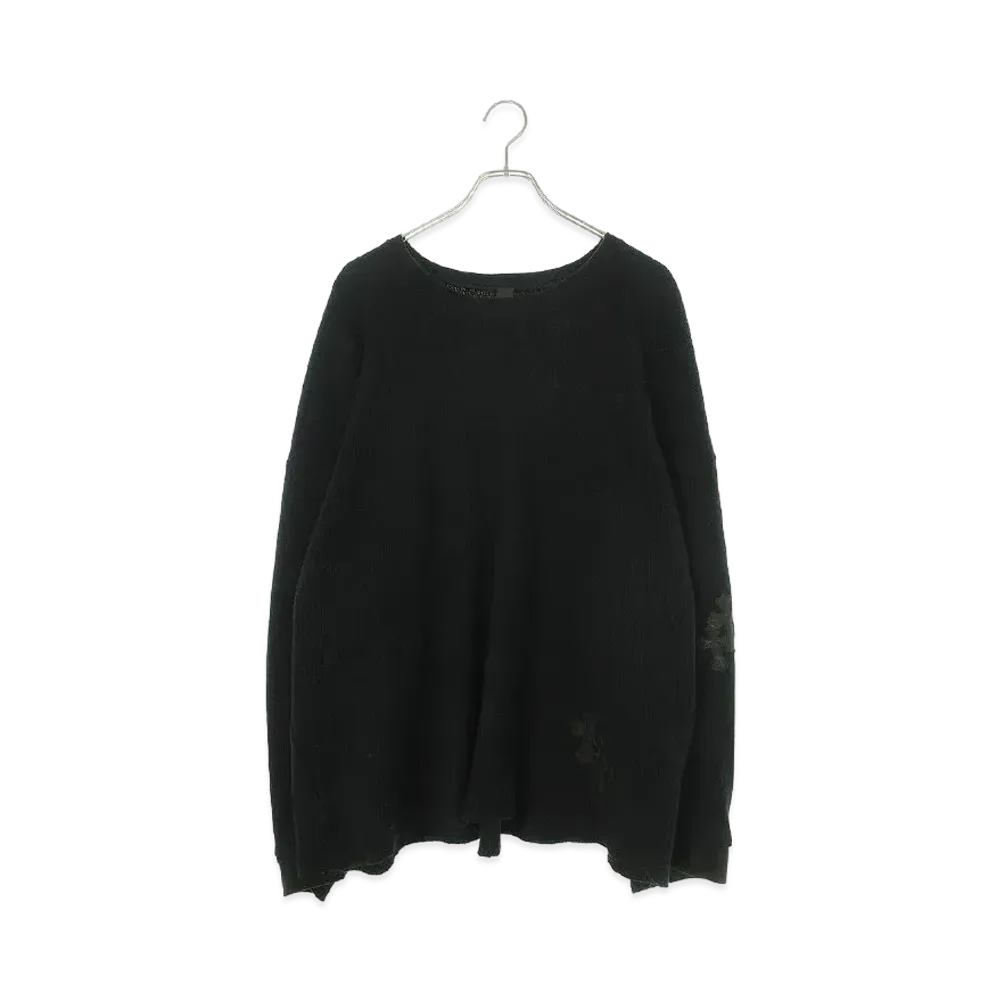 Chrome Hearts GRP Y Not U OVRSZD PLV THRML Cross Patch Thermal L/S Cut Saw "Black"