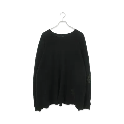 Chrome Hearts GRP Y Not U OVRSZD PLV THRML Cross Patch Thermal L/S Cut Saw "Black"