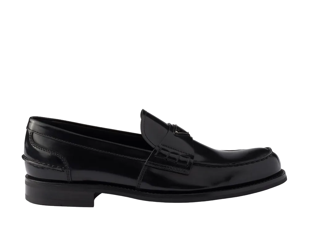 PRADA Brushed Leather Loafers "Black"