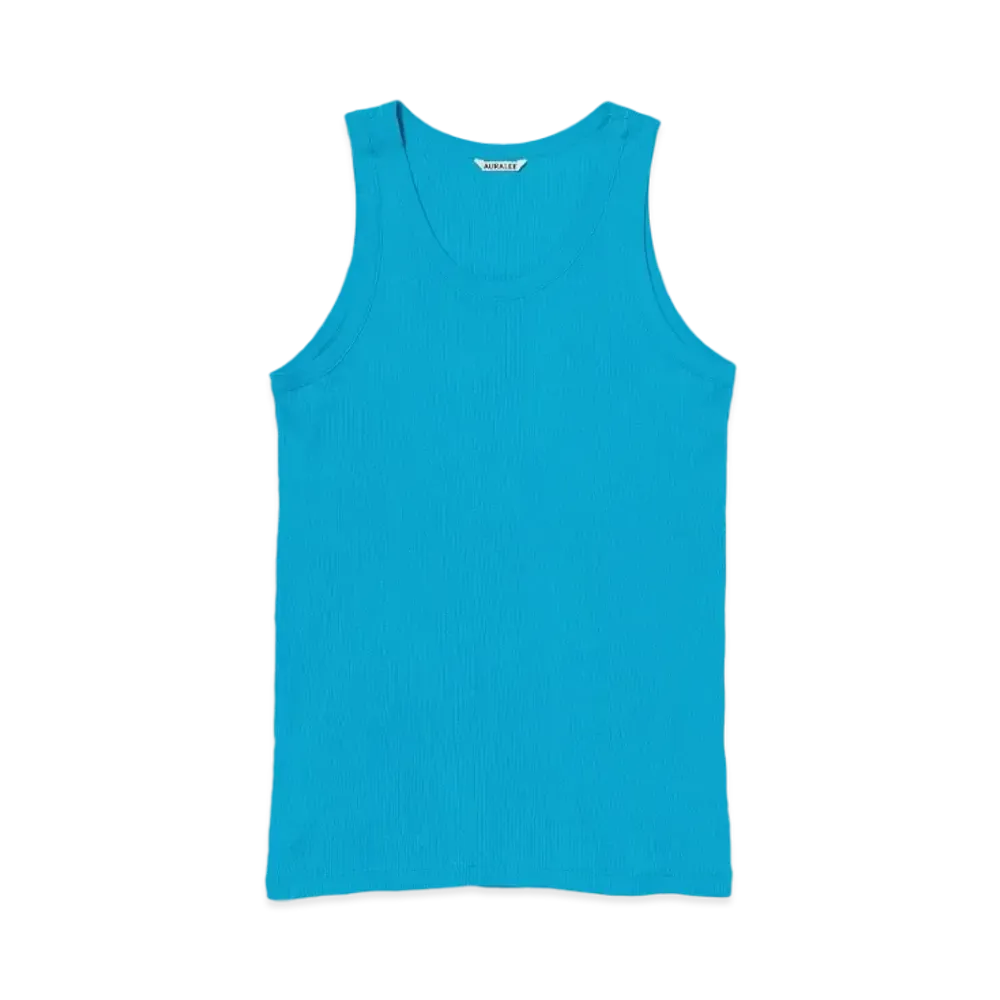 AURALEE Organic Soft Rib Tank "Turquoise Blue"