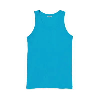 AURALEE Organic Soft Rib Tank "Turquoise Blue"